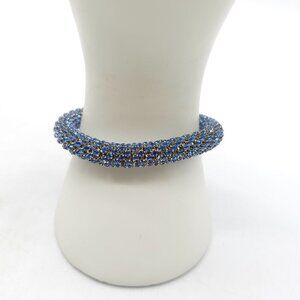 Blue Ice Rhinestone Mesh Bracelet Elegant Jewelry Accessory 9 inch